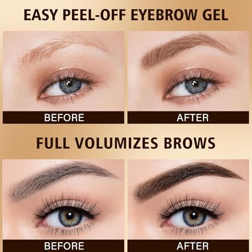 Peel Off Eyebrow Gel - 3 Day Waterproof Brow Tint, Dark Brown