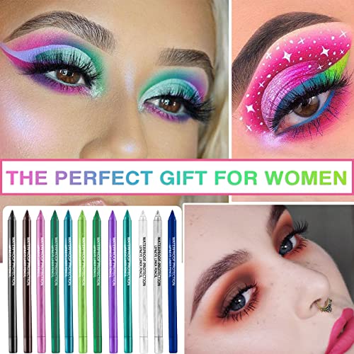 12-Color Eyeliner Pencil Set - Waterproof Pearl & Matte