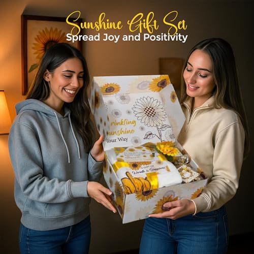 Sunflower Gift Basket Set for Women - 18Pc Self-Care Box