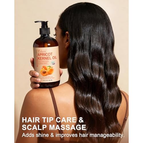 Cold Pressed Apricot Kernel Oil 16 fl oz Glass Bottle - Single Ingredient 100% Pure and Natural Apricot Oil, Lightweight Carrier & Massage Oil for Skin & Hair, Unscented & Hexane Free