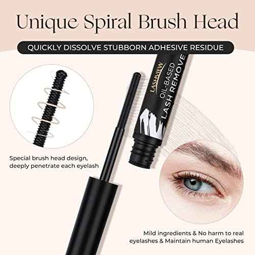 LASHVIEW Lash Remover, Cluster Lash Glue Remover, DIY Eyelash Extension, False Eyelashes Self-Use Gentle Soothing Non-Irritating Eye Cleanser Oil 5ML