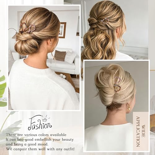 Lourny French Hair Pins for Women 4.1 Inch - 3 Pack Serrated Anti-Slip