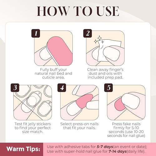 UNA GELLA Red Almond Press On Nails Kit - 32 Reusable Soft Gel Nails