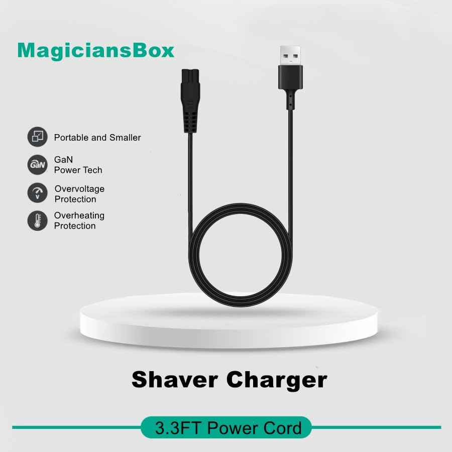 MagiciansBox Compatible with Freebird Shaver Charger,5V USB Charging Cable Compatible with Freebird Head Shaver and Freedom Grooming Charger Cord,with Clean Brush,3.3FT.