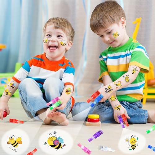 72 PC Bee Party Favors Set - 24 LED Finger Lights & 48 Glow Tattoos
