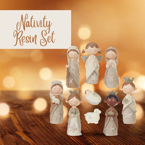 RAZ Imports - 4.5" Faux Knit Christmas Nativity Set of 9 Pieces