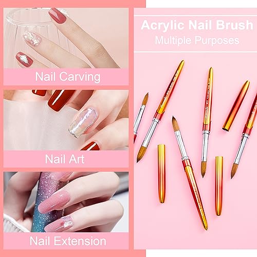 KEMEISI Acrylic Nail Brush Size 14, 100% Pure Kolinsky Nail Art Brushes for Acrylic Application, Sturdy Handle Oval Shaped Acrylic Powder Nail Design Tools for Professional Manicure DIY