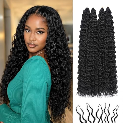 Feather Crochet Hair 20" Deep Wave - Hand-Tied Knotless Extensions