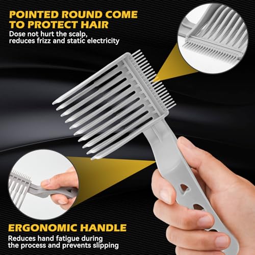 Blend Friend Fade Comb Professional Voluminous Wide-Tooth Texture Hair Styling Comb Set, Perfect Blending Comb Haircut Tools for Home, Salon or Professional Use (1 Pack - Grey)