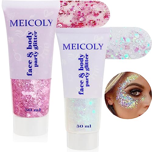 Pink Holographic Body Glitter Gel Set - Face & Festival Makeup