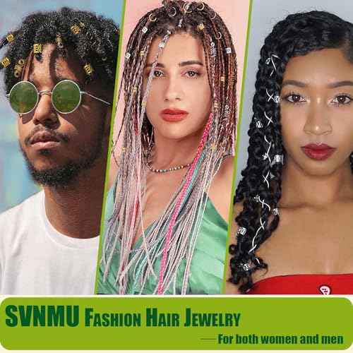 SVNMU 280 Pcs Gold Hair Jewelry for Braids Dreadlock Locs Metal Hair Clips Accessories for Women,Adjustable Hair Cuff Coils Rings Charms Braiding Decoration