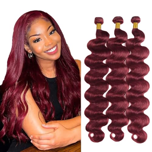 #99J Burgundy Body Wave Human Hair Bundles 3-Pack