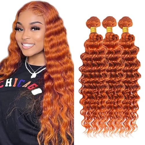 Ginger Deep Wave Human Hair Bundles - 350 Color 20" (3 Pack)