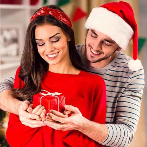 Huachi Christmas Headbands for Women Girls Top Knot Headband Sparkly Sequin Knotted Head Bands for Women¡¯s Hair Accessories Holiday Red Green Hairbands Turban Christmas Gifts