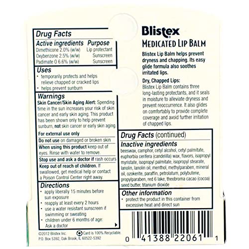 Blistex Medicated Stick, Blistex Medicated Stick, 0.15 Ounce (Pack of 3)