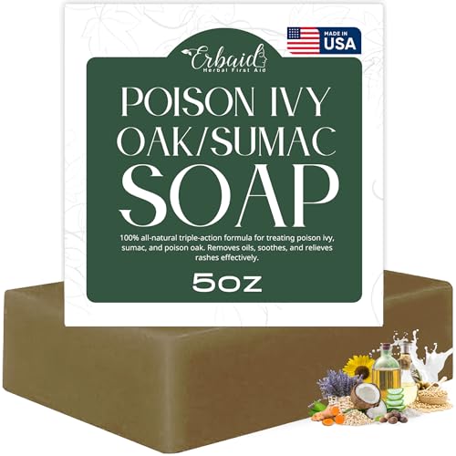 Poison Ivy Soap Bar ? All Natural Poison Ivy Treatment ? Anti-Itch Skin Cleanser Wash for Poison Ivy, Poison Oak & Sumac ? Removes Oils, Soothes & Relieves Rashes ? 5oz Jewelweed Soap Made in USA