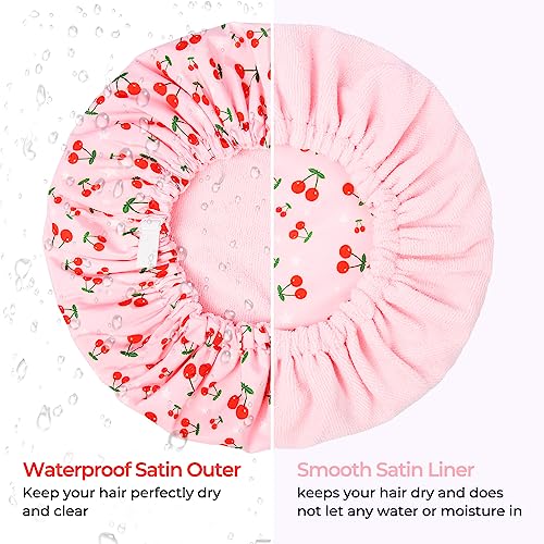 Waterproof Shower Cap for Women | Terry Lined, Adjustable, Reusable