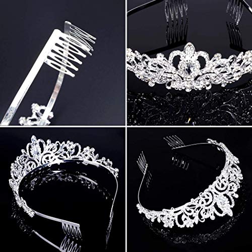 COCIDE Tiara Crystal Crowns Princess Rhinestone Crown with Combs Bride Headbands Bridal Wedding Prom Birthday Party Hair Accessories Jewelry for Women Girls (Silver)