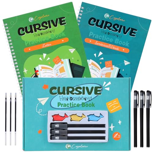 Cozodome Grooved Cursive Handwriting Workbook for Kids, Reusable Magic Practice Book