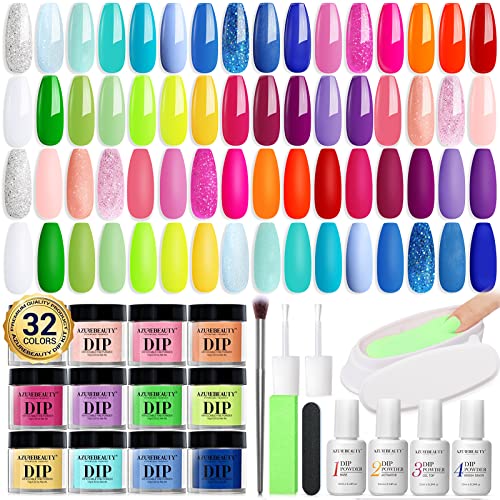 AZUREBEAUTY 42 Pcs Dip Powder Nail Starter Kit - Bright Pastel Neon Colors