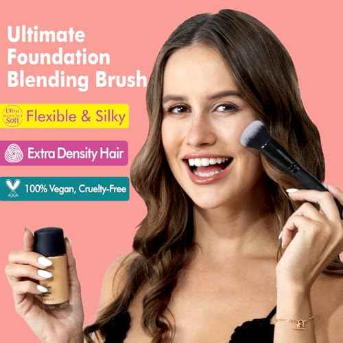 Bueart Design Ultimate Blending makeup Brush with Liquid Blush brush Ideal For Applying & Blending liquid Cream Foundation,Bronzer & Blush mineral powder, Soft, Dense Bristles, Vegan & Cruelty-free,M9