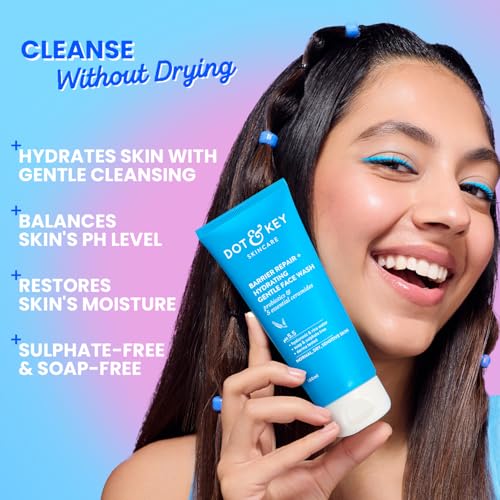 Dot & Key Hydrating Gentle Face Wash | Ceramide Face Cleanser | For Dry, Normal & Sensitive Skin | Unisex | 3.38 fl oz (100 ml)