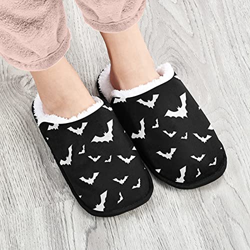 Umidedor Halloween Bats Slippers For Women Girls, Soft Memory Foam Non-Slip Indoor House Slippers Home Shoes For Bedroom Hotel Travel Spa