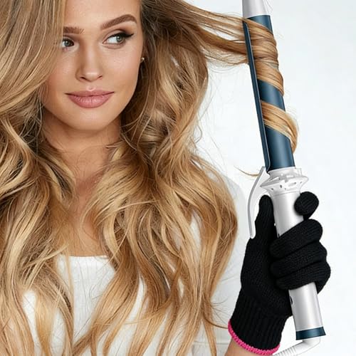 Heat Resistant Hair Styling Glove for Curling Iron, Pink Edge