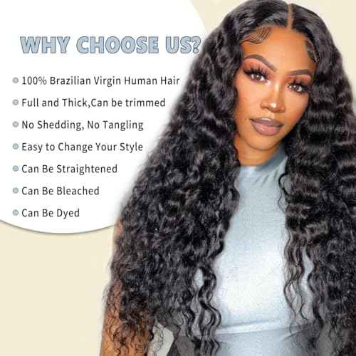 LICHANG 1 Bundle Human Hair 24 Inch 12A Deep Wave Bundles Human Hair 100% Unprocessed Brazilian Virgin Hair Quick Weave Bundle Real Hair For Women Natural Black