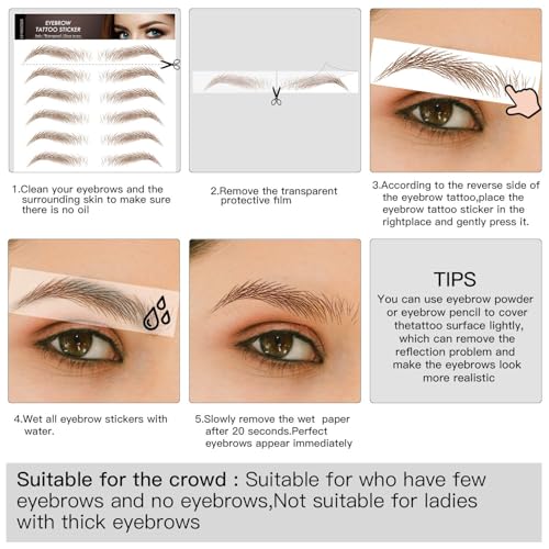 4D Eyebrow Tattoo Stickers 132 Pairs – Reddish Brown