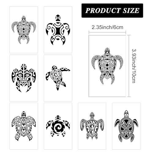 8 Sheets Turtle Temporary Tattoos Black Tribal Maori Sea Animal Birthday Party Supplies Favors Decorations Body Fake Tattoo Stickers For adult Men Women Make up