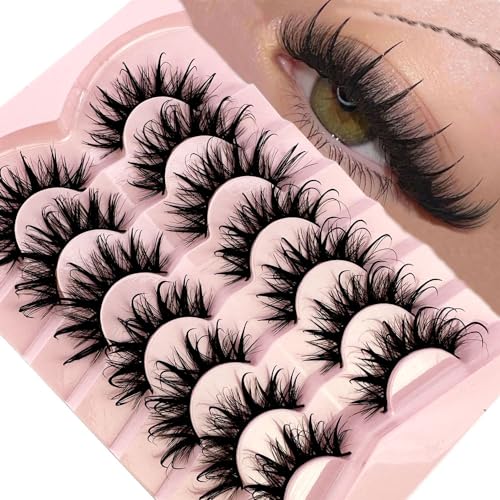 7 Pairs 3D Cat Eye False Lashes - Wispy Fluffy Mink