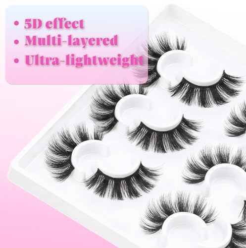 Losha 5D Fluffy False Eyelashes 20mm 6 Pairs Dramatic Faux Mink