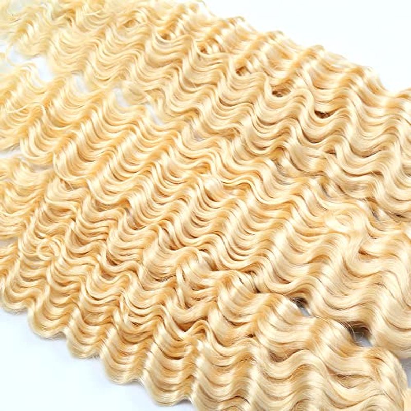 #613 Blonde Deep Wave Human Hair Bundles 3 Pack