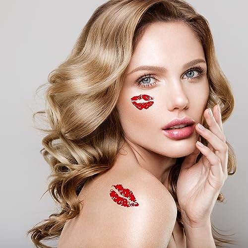 Kiss Temporary Tattoos - 10 Sheets Waterproof Red Lips