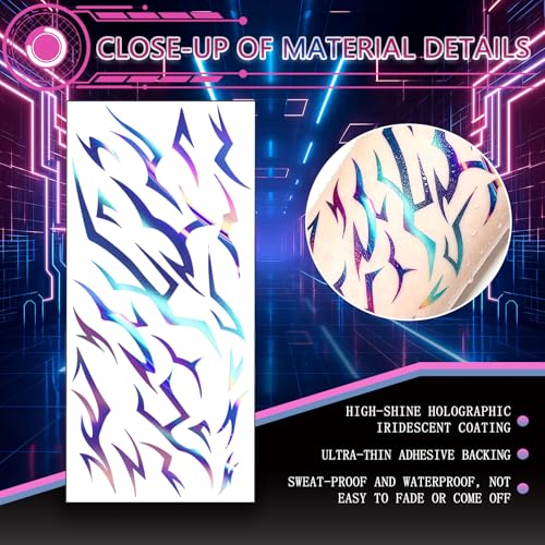 Holographic Temporary Tattoos - 75Pcs K-Pop Cosplay Stickers