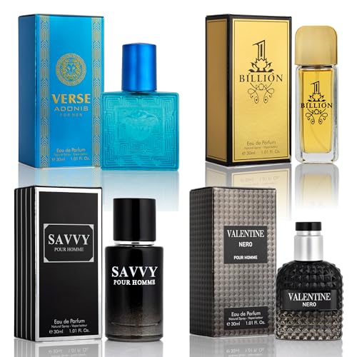 NovoGlow Signature Scent 4-Piece Mini Fragrance Set for Men - Spicy Aromatic Citrus & Woody Notes, 4x30ml