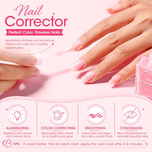 GELLEN 5-in-1 Nail Strengthener & Ridge Filler Polish - Tinted Pink