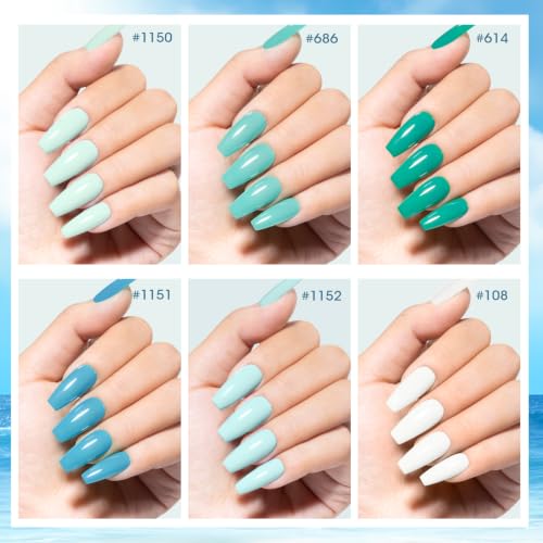 GELLEN Teal Nail Polish Set - 6 Fast Drying Colors for Spring