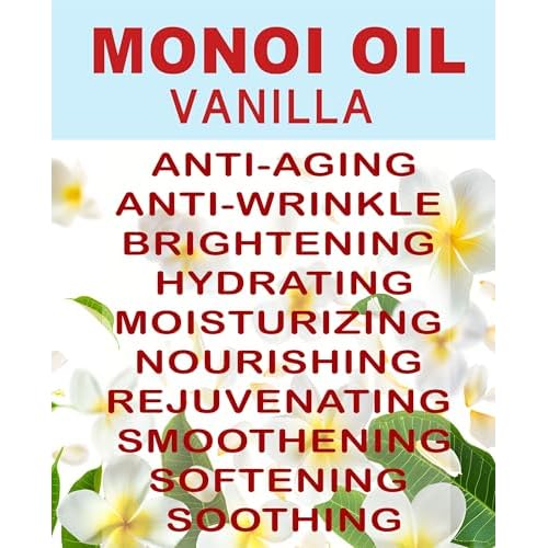 Botanical Beauty MONOI OIL VANILLA - Tiare flowers in Coconut Oil and Vanilla Bean Oil 100% Natural 2 Fl.oz - 60 ml Pure for FACE, SKIN, BODY, HAIR, NAILS