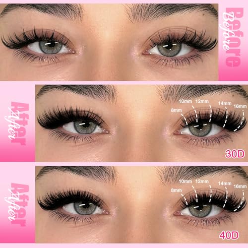 240Pcs Lash Clusters Kit 30D 40D with Bond & Tweezers