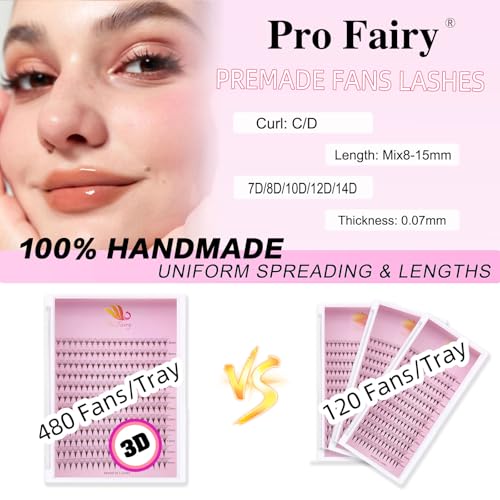 Pro Fairy Premade Fan Lashes 7D-14D Volume Extensions 0.07 C