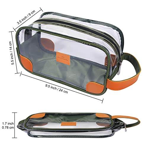 Lermende Clear Toiletry Bag for Men & Women Travel Organizer, Green