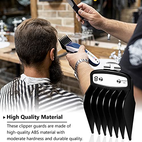 Professional Hair Clipper Guards Guides 10 Pcs Coded Cutting Guides #3170-400- 1/16” to 1” fits for All Wahl Clippers(Black-10 pcs)