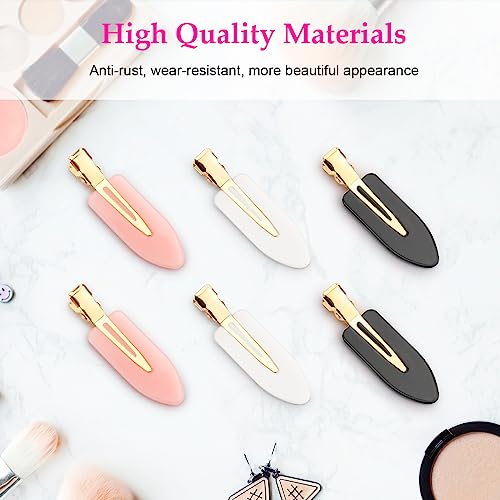 Creaseless Hair Clips Set - Black Pink White Non-Bend Hair Accessories for All Hair Types - 6 Pieces