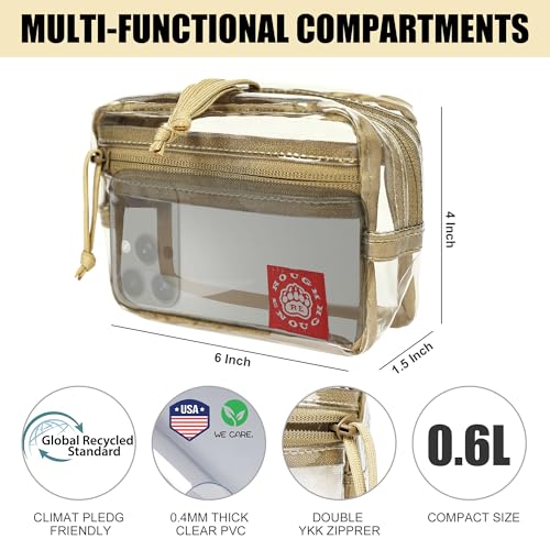 Rough Enough Clear TSA Approved Toiletry Bag Small Makeup Travel Pouch Compact Quart Size For Travel Business Trips Leakproof PVC With YKK Zipper