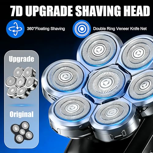 7 Head Shaver Replacement Heads for Freebird Shaver Bald Men, Head Shavers for Men,Shaver Replacement Blades for Rotary Shavers (Silver/2 count)