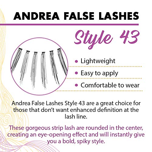 Andrea Strip Lashes Style 43 ? Black Natural False Eyelashes, Reusable Lightweight Lash Set, 4 Pairs