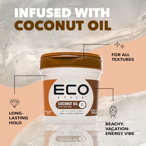 Eco Style Coconut Oil Styling Gel 8 oz - Weightless, Moisturizing, Superior Hold