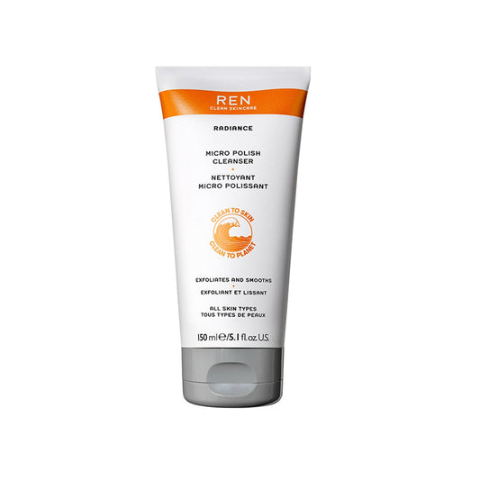 REN Clean Skincare - Micro Polish Cleanser - Exfoliating Face Wash for Sensitive Skin with AHAs and Amber Micro Beads, Cruelty-Free & Vegan, 5.1 fl oz